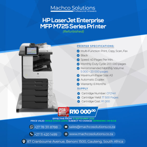 HP Laserjet 700 M725 MFP (Refurbished)