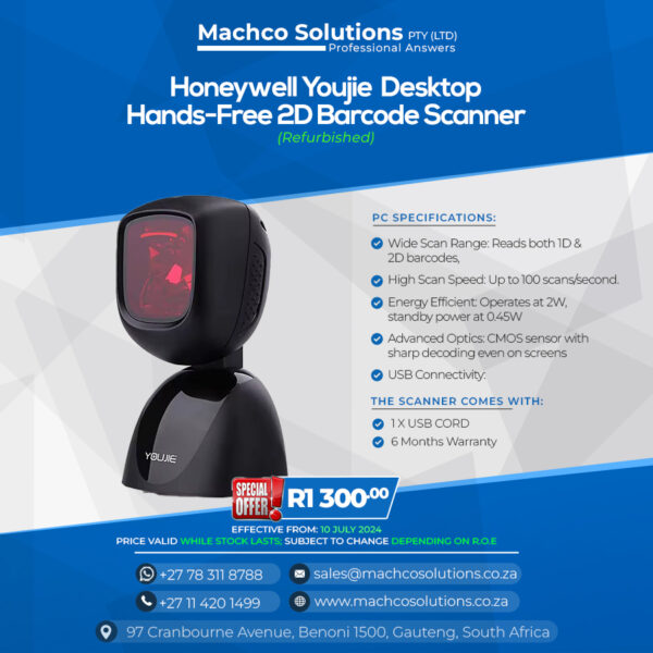 Youjie Desktop Hands-Free 2D Barcode Scanner - Image 2