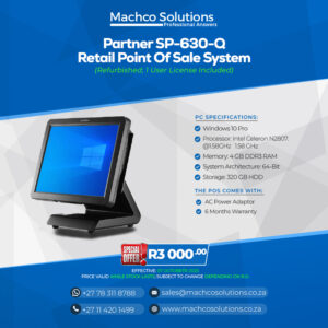 Partner SP-630-Q Retail Touch Screen Point Of Sale Unit (REFURBISHED)