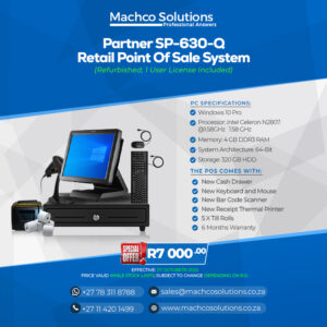 Partner SP-630-Q Retail Touch Screen Point Of Sale Complete Set(REFURBISHED)
