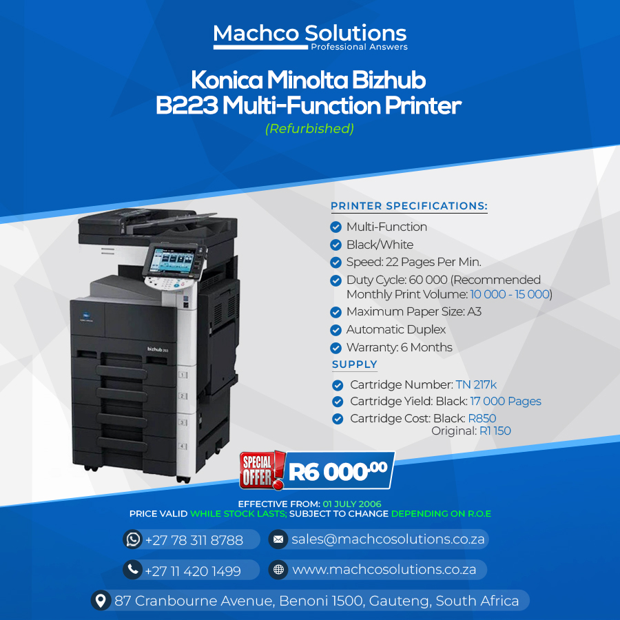 Konica Minolta Bizhub B223 Mono Multifunction Printer - Refurbished - Image 2