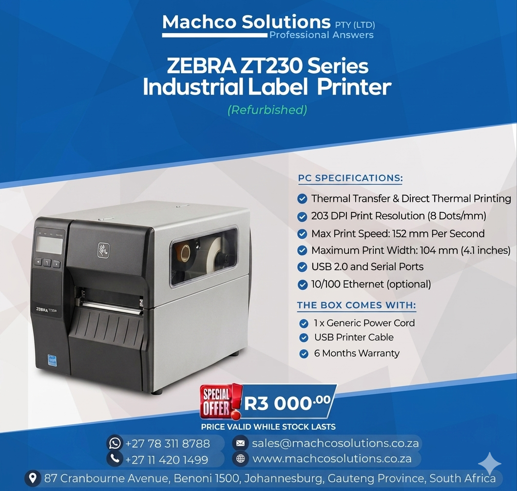 zebra ZT230 Industrial Label Printer (Refurbished)