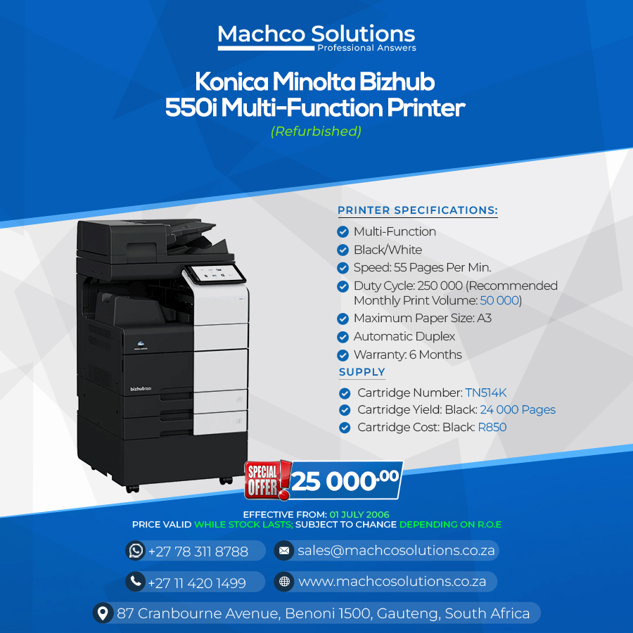Konica Minolta Bizhub 550i A3 Monochrome Multifunction Printer (Refurbished) - Image 2
